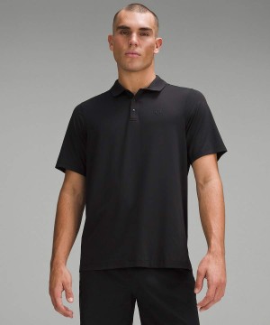 Lululemon Logo Sport Kurzes Sleeve Polo Shirts Herren Schwarz | 5614JTEOK