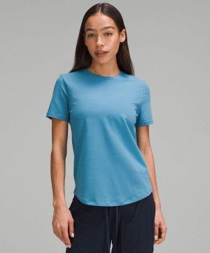 Lululemon Love Curved-Hem Crewneck T-shirts Damen Blau | 6987RSKVM