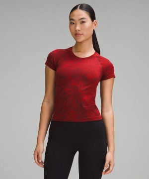 Lululemon Lunar New Year Swiftly Tech 2.0 Race Length Kurzes-Sleeve T-shirts Damen Dunkelrot | 1072BOEAV