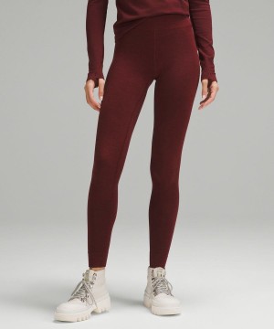 Lululemon Merino Wolle-Blend Base Layer 28" Leggings Damen Rot Bordeaux | 2485FWEZQ