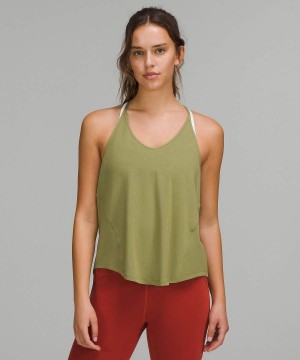 Lululemon Modal-Silk Yoga Tanktop Damen Braun Grün | 0593HJBGP