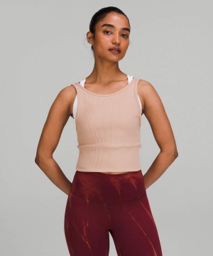 Lululemon Power Pivot Gerippt Tanktop Damen Rosa | 1756GIQLV