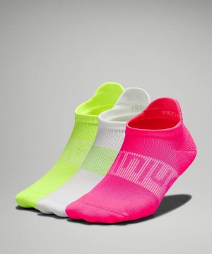 Lululemon Power Stride Tab 3 Pack Socken Damen Rosa Weiß Gelb | 9852NZLXH