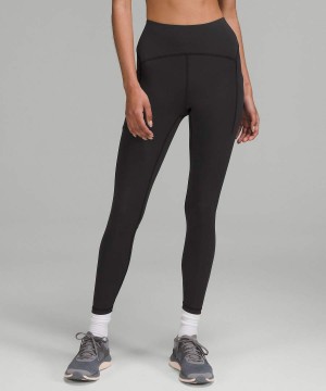 Lululemon Power Thru High-Rise 25" Leggings Damen Schwarz | 7486WBAUH