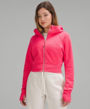 Lululemon Scuba Full-Zip Cropped Hoodie Damen Rot | 2931ALBNZ