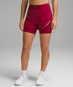 Lululemon SenseKnit Composite High-Rise Lauf Kurze Hose Damen Bordeaux | 5903DELHV