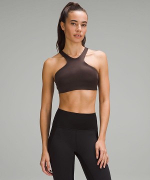 Lululemon Shine Racerback Train Bra Medium Support, A/B Cup Sport BH Damen Schokolade | 5837WUDSL