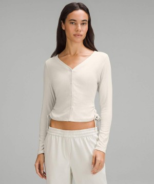 Lululemon Side-Cinch Gerippt Cardigan Langarmhemd Damen Beige | 9047WEKRY