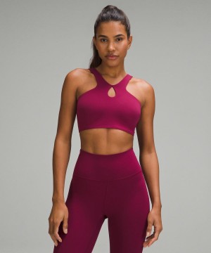 Lululemon SmoothCover Front Cut-Out Yoga Bra Light Support, A/B Cup Sport BH Damen Bordeaux | 5783WGRMK