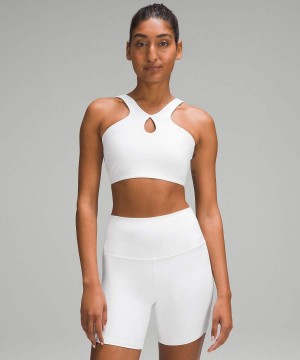 Lululemon SmoothCover Front Cut-Out Yoga Bra Light Support, A/B Cup Sport BH Damen Weiß | 6804TUBGP