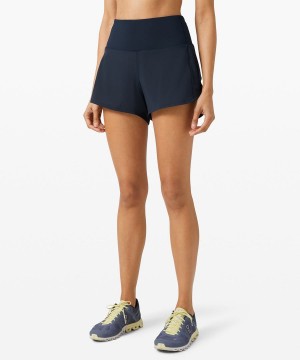 Lululemon Speed Up High-Rise Gefütterte 4" Kurze Hose Damen Navy | 2974UPDYH