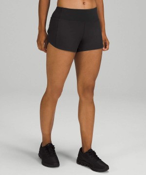 Lululemon Speed Up Mid-Rise Gefütterte 4" Kurze Hose Damen Türkis | 7459RSLTJ