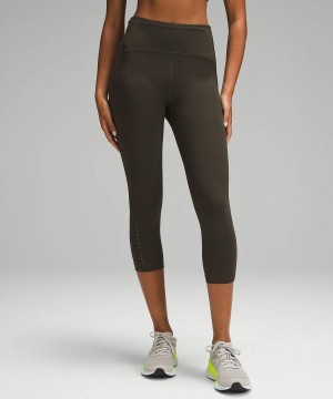 Lululemon Swift Speed High-Rise Crop 21" Leggings Damen Dunkelolivgrün | 3687MTWVO