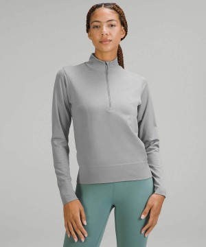 Lululemon Swiftly Relaxed Half Zip Langarmhemd Damen Grau Weiß | 5680KAZFW