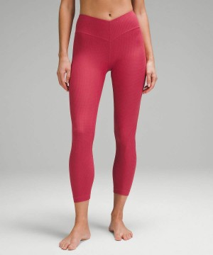 Lululemon V-Taille 25" Grid Texture Yoga Leggings Damen Rosa | 6857VEGUZ