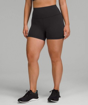 Lululemon Wunder Train Contour Fit High-Rise 4" Kurze Hose Damen Schwarz | 4350INSHP