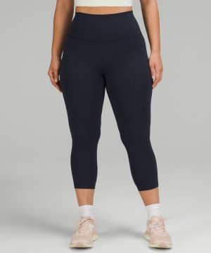 Lululemon Wunder Train Contour Fit High-Rise Crop 23" Leggings Damen Navy | 9640IHDNG