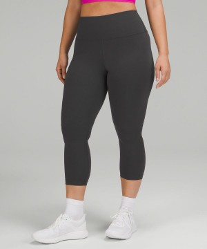 Lululemon Wunder Train Contour Fit High-Rise Crop 23" Leggings Damen Tiefesgrau | 0825ERSTX