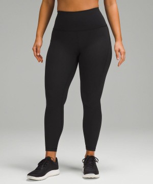 Lululemon Wunder Train Contour Fit High-Rise with Pockets 25" Leggings Damen Schwarz | 0176UFOGI