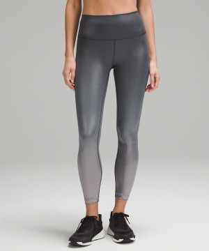 Lululemon Wunder Train High-Rise 25" Foil Leggings Damen Grau Tiefesgrau | 3984TWCXG