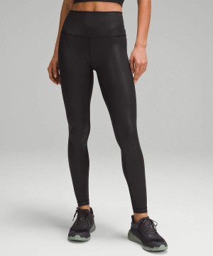 Lululemon Wunder Train High-Rise 28" Foil Leggings Damen Schwarz | 8476MTPWG