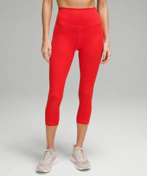 Lululemon Wunder Train High-Rise Crop 21" Leggings Damen Rot | 4152LCIPZ