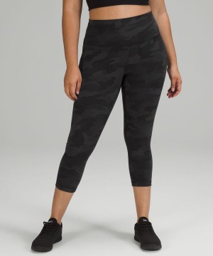 Lululemon Wunder Train High-Rise Crop 21" Leggings Damen Camouflage Schwarz Mehrfarbig | 6859IBEFY