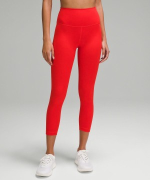 Lululemon Wunder Train High-Rise Crop 23" Leggings Damen Rot | 9032KUHDX