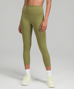 Lululemon Wunder Train High-Rise Crop 23" Leggings Damen Braun Grün | 2489QBAIV