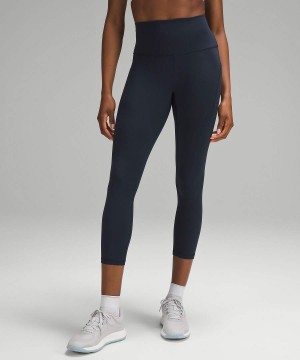 Lululemon Wunder Train High-Rise Crop with Pockets 23" Leggings Damen Navy | 4915NOMSR