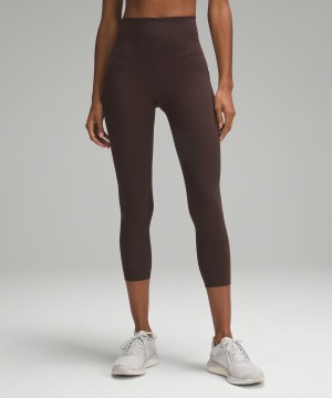 Lululemon Wunder Train High-Rise Crop with Pockets 23" Leggings Damen Schokolade | 0694QBVXS