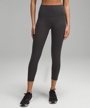 Lululemon Wunder Train High-Rise Gerippt 25" Leggings Damen Tiefesgrau | 4368ALMGP