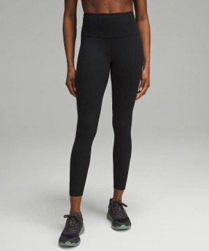 Lululemon Wunder Train High-Rise Gerippt 25" Leggings Damen Schwarz | 8261QIBNU