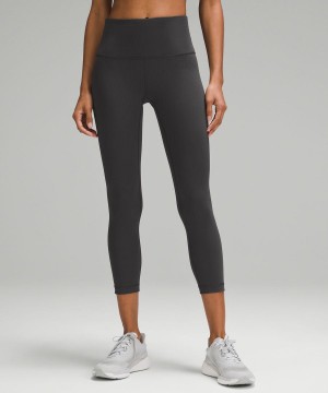 Lululemon Wunder Train High-Rise Gerippt Crop 23" Leggings Damen Tiefesgrau | 8572WQRNA