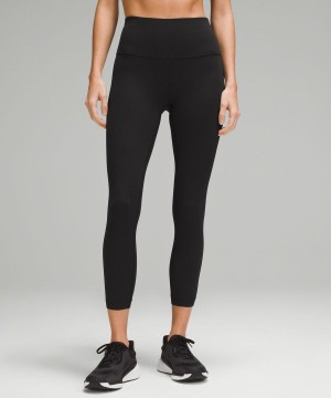 Lululemon Wunder Train High-Rise Gerippt Crop 23" Leggings Damen Schwarz | 1065DSMUN