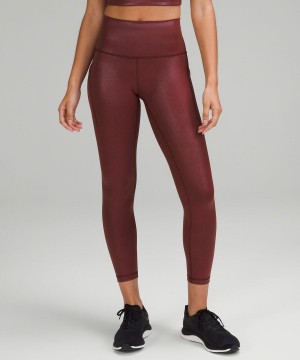 Lululemon Wunder Train High-Rise with Pockets 25" Foil Leggings Damen Rot Bordeaux | 2571EKPFR