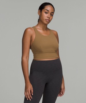 Lululemon Wunder Train Longline Bra Medium Support, C/D Cup Sport BH Damen Khaki | 2508VTOPF