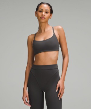 Lululemon Wunder Train Riemchen Racer Bra Light Support, A/B Cup Twill Sport BH Damen Tiefesgrau | 0136FKDJG