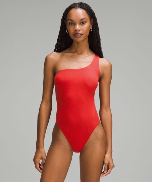 Lululemon Wundermost Ultra-Soft Nulu Asymmetrical Body Damen Rot | 3765AJSIP