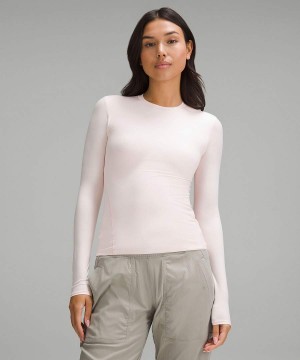 Lululemon Wundermost Ultra-Soft Nulu Crewneck Langarmhemd Damen Hellrot | 0648MXICQ