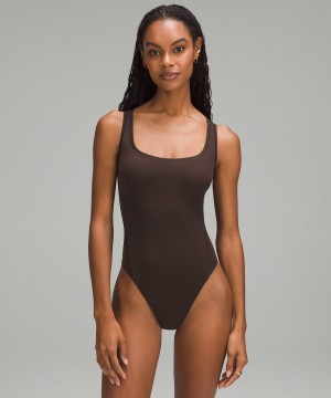 Lululemon Wundermost Ultra-Soft Nulu Square-Neck Ärmellose Body Damen Schokolade | 3845WIACF