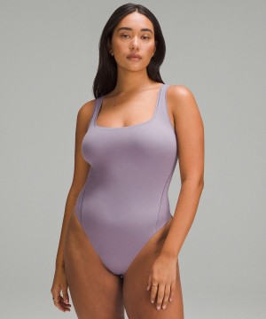 Lululemon Wundermost Ultra-Soft Nulu Square-Neck Ärmellose Body Damen Lila Grau | 1726CXHDK