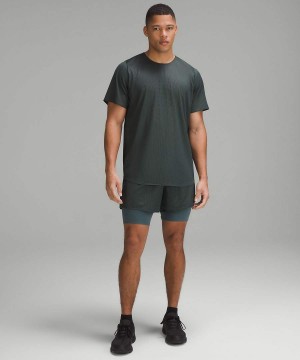 Lululemon lab Grid Mesh Kurzes-Sleeve Graphic T-shirts Herren Grau | 5193HFLVW