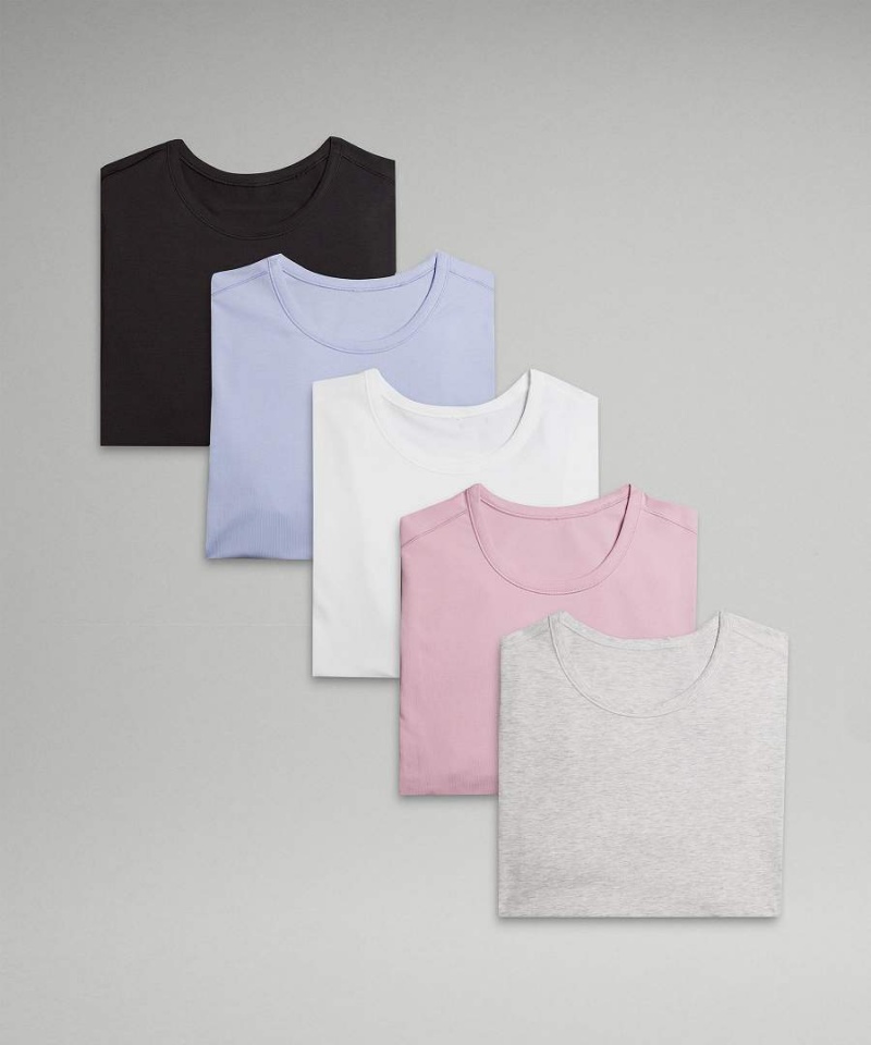 Lululemon 5 Year Basic 5 Pack T-shirts Herren Schwarz Weiß Blau Beige | 7490KRSYE