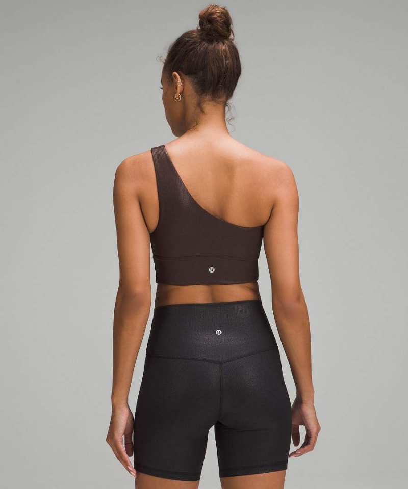 Lululemon Align™ Asymmetrical Gerippt Bra Light Support A/B Cup Shine Sport BH Damen Schokolade | 1238ONMDU