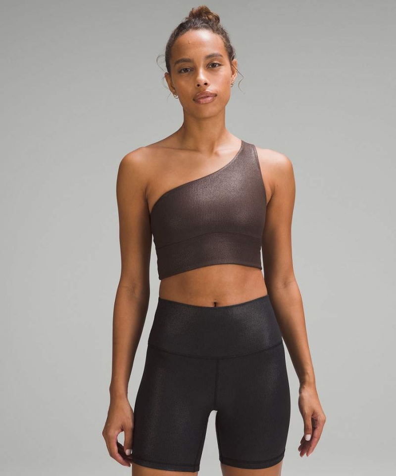 Lululemon Align™ Asymmetrical Gerippt Bra Light Support A/B Cup Shine Sport BH Damen Schokolade | 1238ONMDU