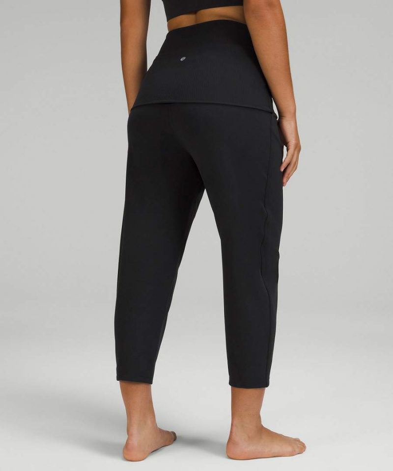 Lululemon Align™ Gerippt-Taille Cropped Jogginghose Damen Schwarz | 7694KNGTP