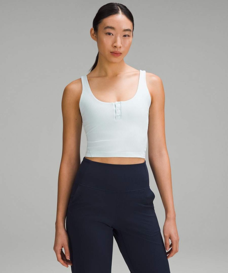 Lululemon Align™ Gerippt Henley Tanktop Damen Blau | 3026YMVHT