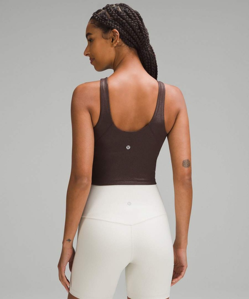 Lululemon Align™ Gerippt High-Neck Shine Tanktop Damen Schokolade | 6714LTQWR