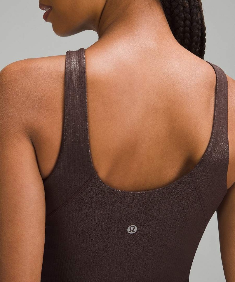 Lululemon Align™ Gerippt High-Neck Shine Tanktop Damen Schokolade | 6714LTQWR